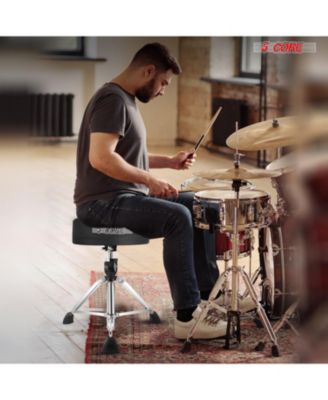 height-adjustable, thick-padded, heavy-duty, 400 lbs capacity, comfortable drum throne musician stool for adults and kids.