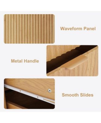 IDEALHOUSE Wood color 3 Drawer Dresser for Bedroom, Wood Dresser with Metal Legs, 30” Tall Dresser Organizer, Modern Chest of Drawers, Large Dresser for Closet, Living Room, Hallway