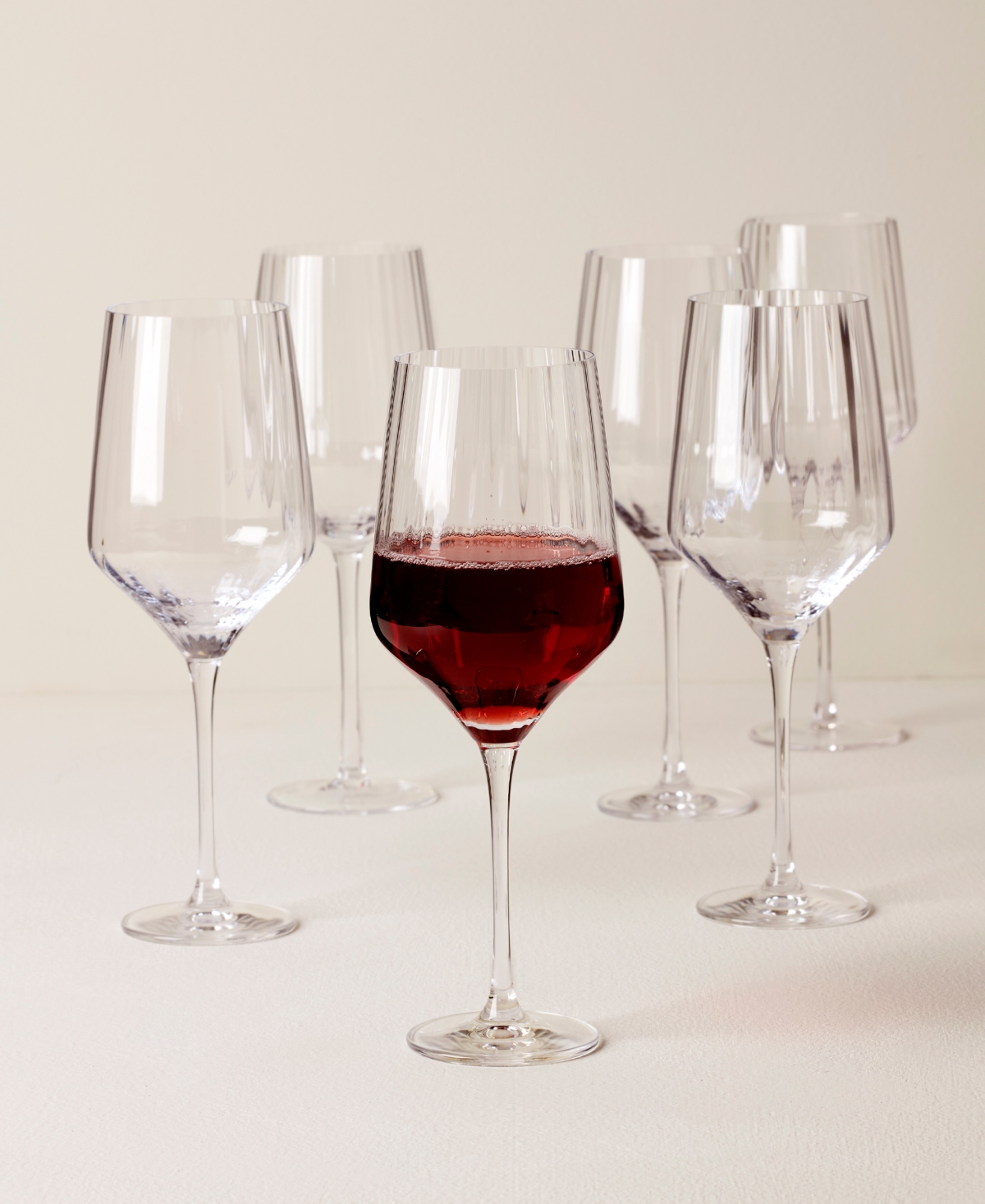 Lenox Tuscany Classics Angled Optic Wine Glasses, Set Of 6 In Clear