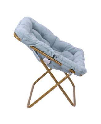 Aisling Oversized Folding Saucer Chair And Ottoman For Dorm, Bedroom