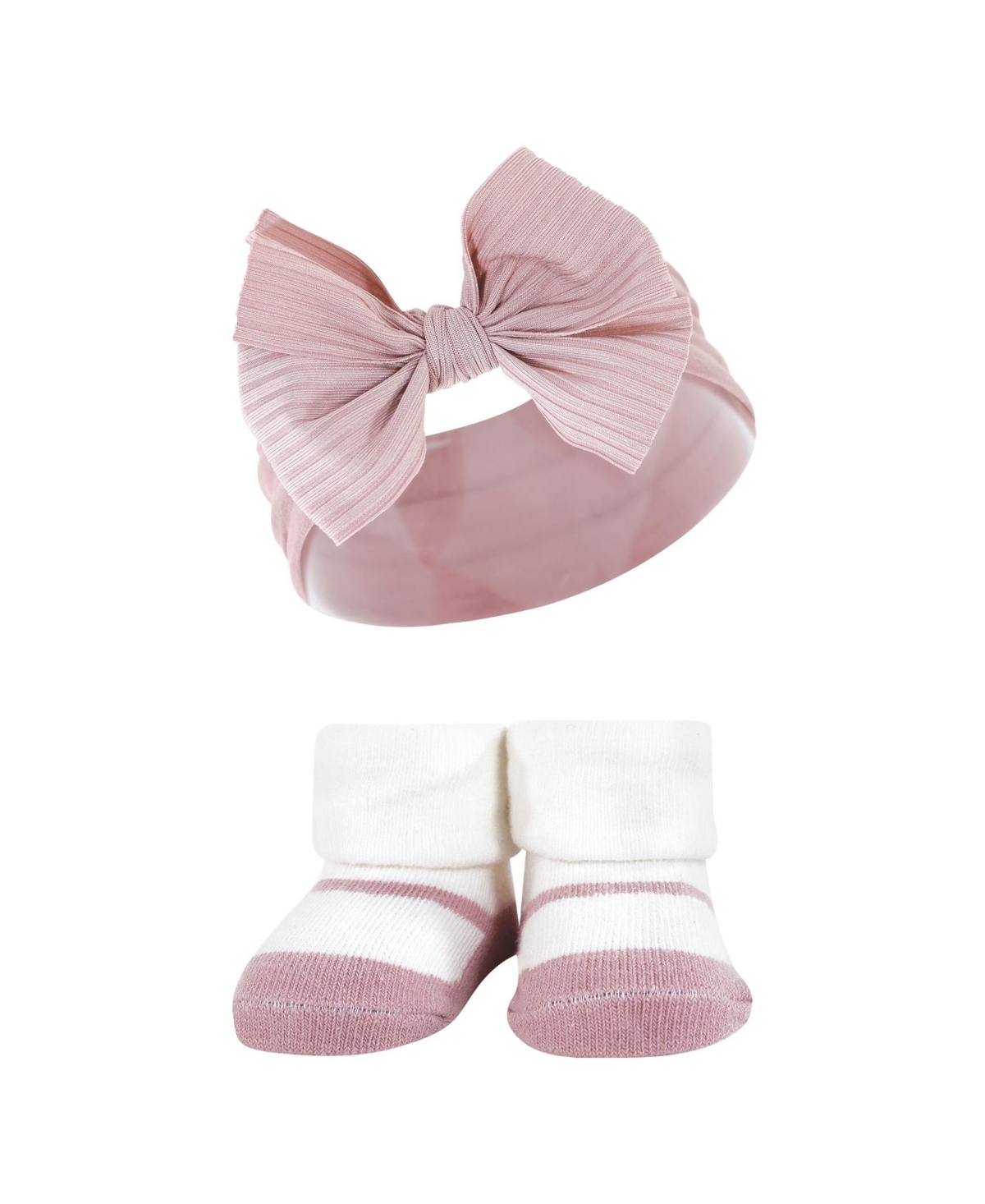 Hudson Baby Baby Girls Headband and Socks Giftset, One - Taupe pink