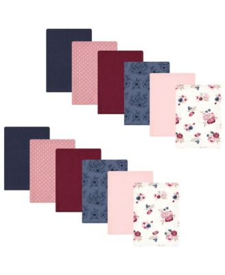 Girls Absorbent Cotton-Poly Flannel Burp Cloths 12-Count