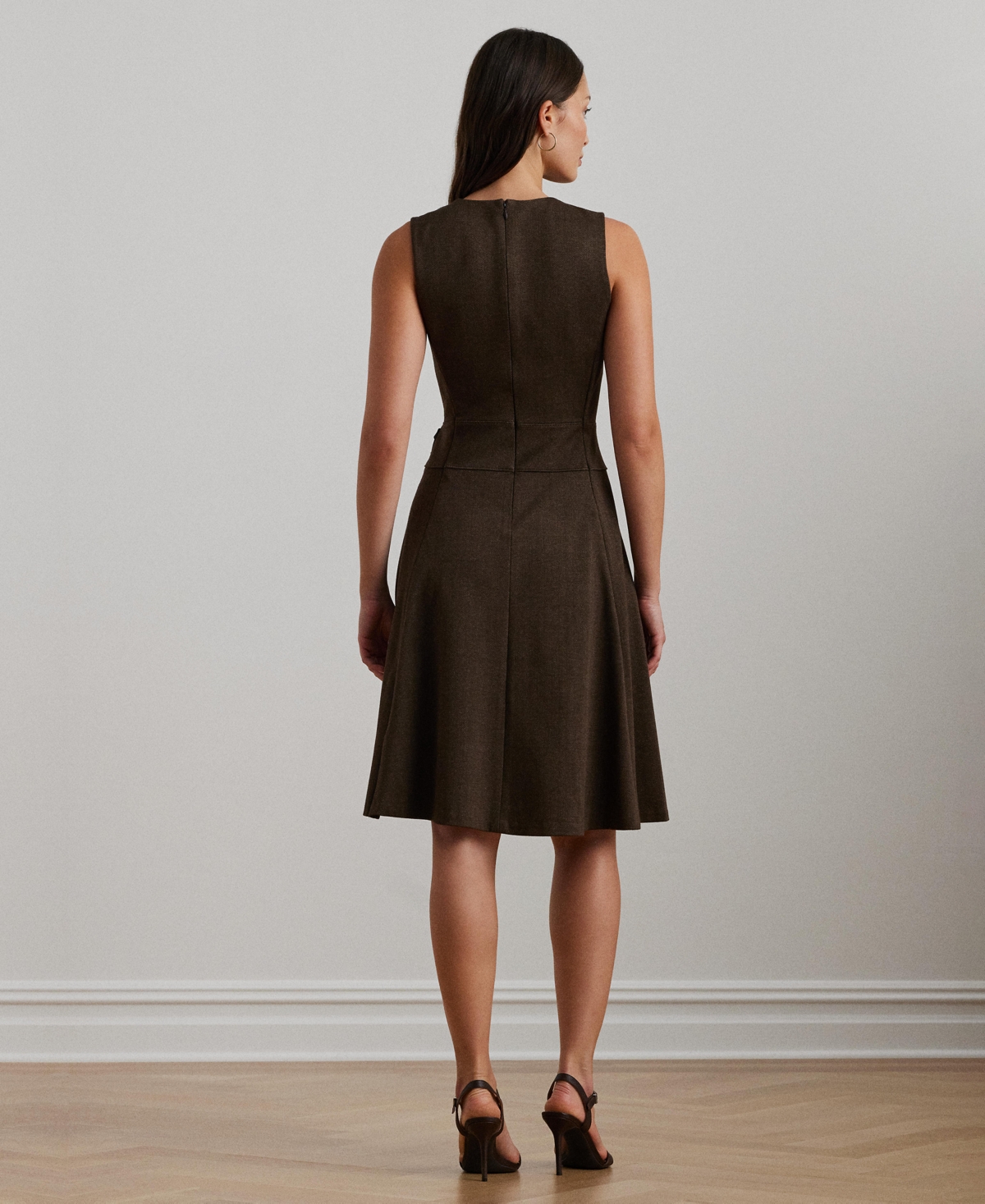 Lauren Ralph Lauren Women's Buckle-Trim Herringbone Sleeveless Dress