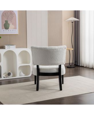 Boucle Tufted Accent Chair with Oversized Seating, White
