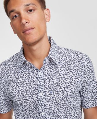 Michael Kors Men's Slim-Fit Stretch Micro Floral Short-Sleeve Button-Down  Shirt - Macy's