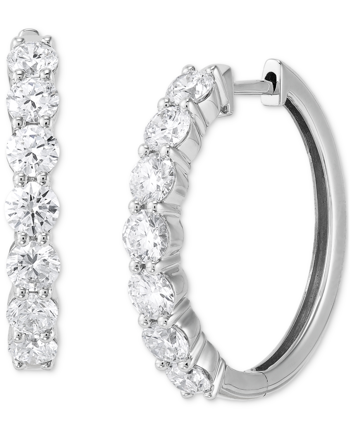 Lab Grown Diamond Small Hoop Earrings (2 ct. t.w.) in 14k White or Yellow Gold - White Gold