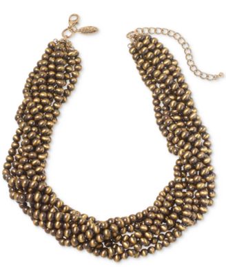Style & Co - Gold-Tone Multi-Strand Beaded Statement Necklace, 19" + 3" extender