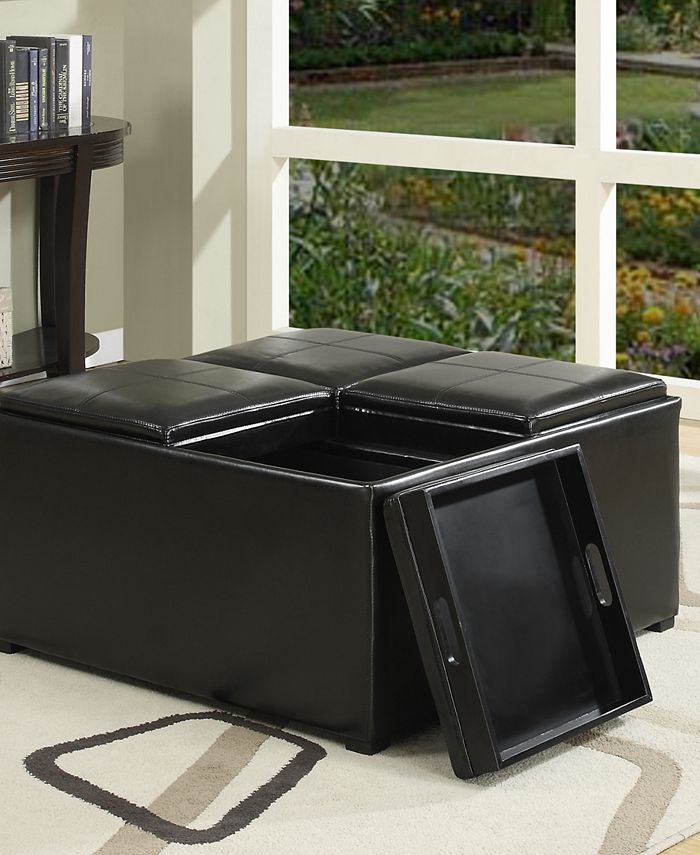 Simpli Home Avalon Faux Leather Coffee Table Storage Ottoman Macy's
