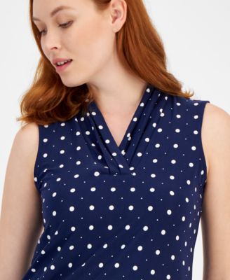 Petite Sleeveless Triple Pleat Top