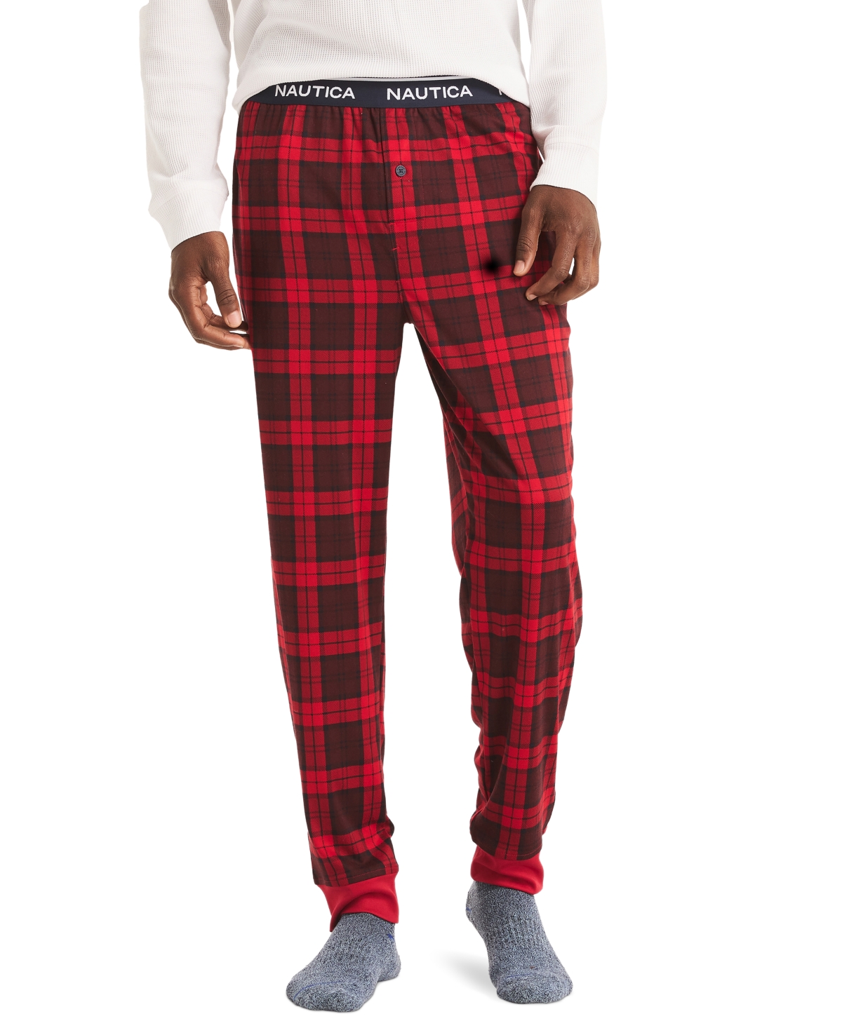 Men's Classic-Fit Stretch Solid Sleep Joggers - Navy Logo