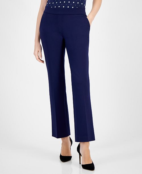 alfani Anne Klein Women's Mid-Rise Pull-On Slash-Pocket Pants Women's Fashion Shoes & Accessories