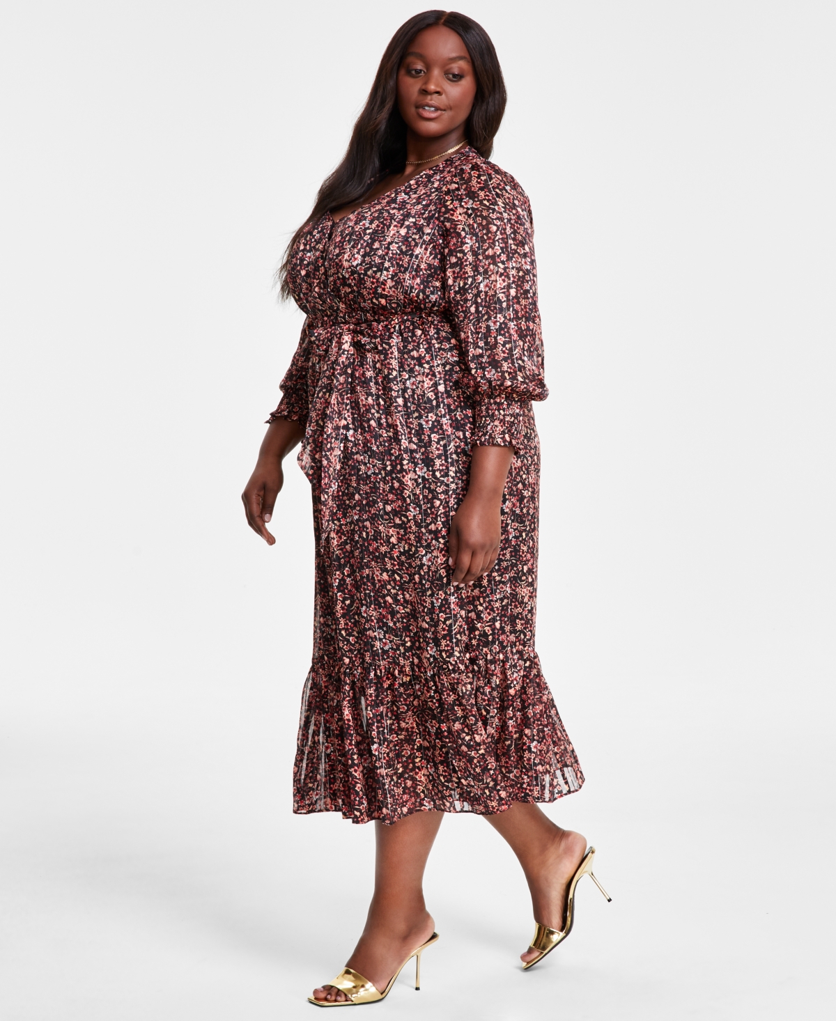 Vince Camuto Plus Size Floral-Print Midi Dress
