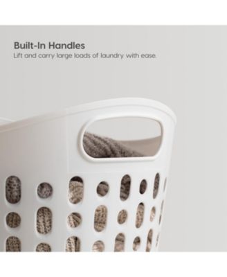 USA Laundry Basket 30L Durable and Flexible, Portable Round Bin, 0.85 Bushel Hamper for Storage with Ventilation Holes for Closet Dorm, White