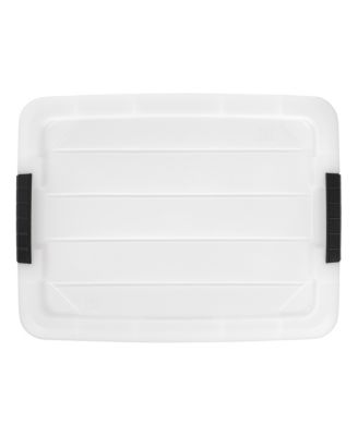 USA 8 Pack 33 Quart Stackable Plastic Storage Bins with Lids and Latching Buckles, Pearl, Containers with Lids and Latches