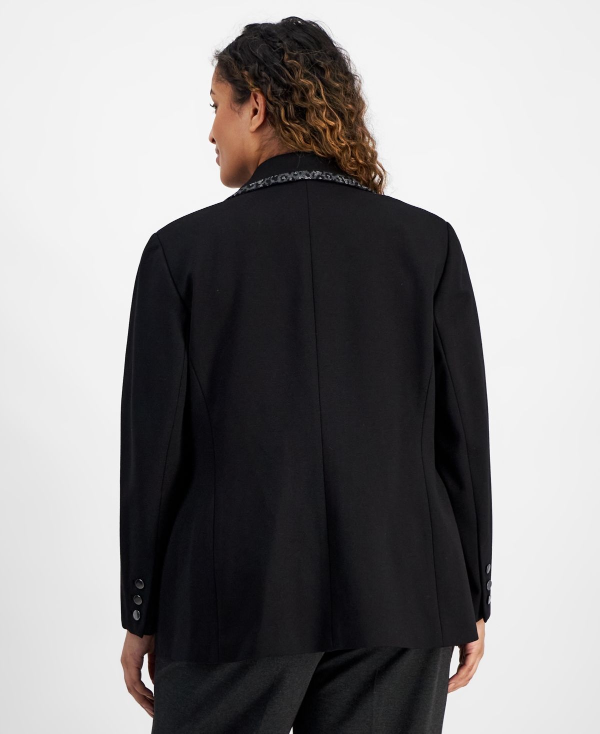 Anne Klein Plus Size Framed Faux Double-Breasted Jacket