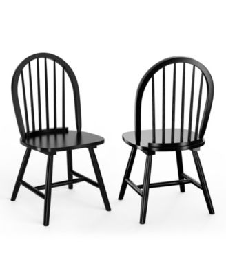 Set of 2 Dining Chairs with Spindle Backrest in Vintage Wood Finish