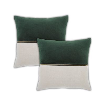 Layla Velvet Linen Zipper Throw Pillow Covers, 20"x 20", Set of 2