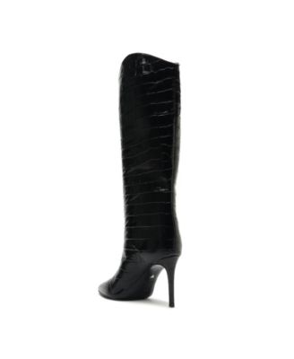 Women's Maryana Crocodile Embossed Wide Leg Knee High Stiletto Leather Boots
