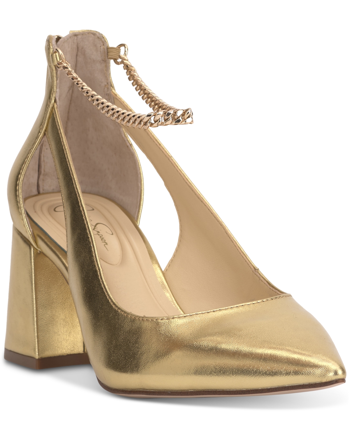 Women's Sylan Chain-Strap Cutout Pumps - Gold Metallic