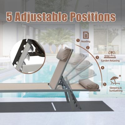 Premium Aluminum Lounge Chair, Ultimate Comfort, 5 Recline Positions