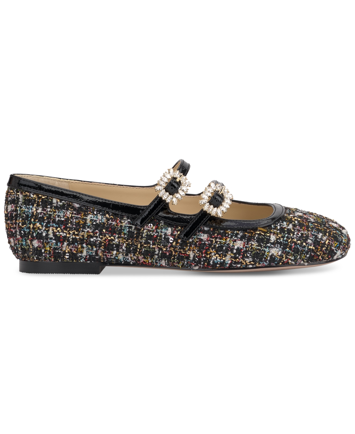 Jessica Simpson Allista Mary Jane Flat In Black Sparkle Tweed Multi