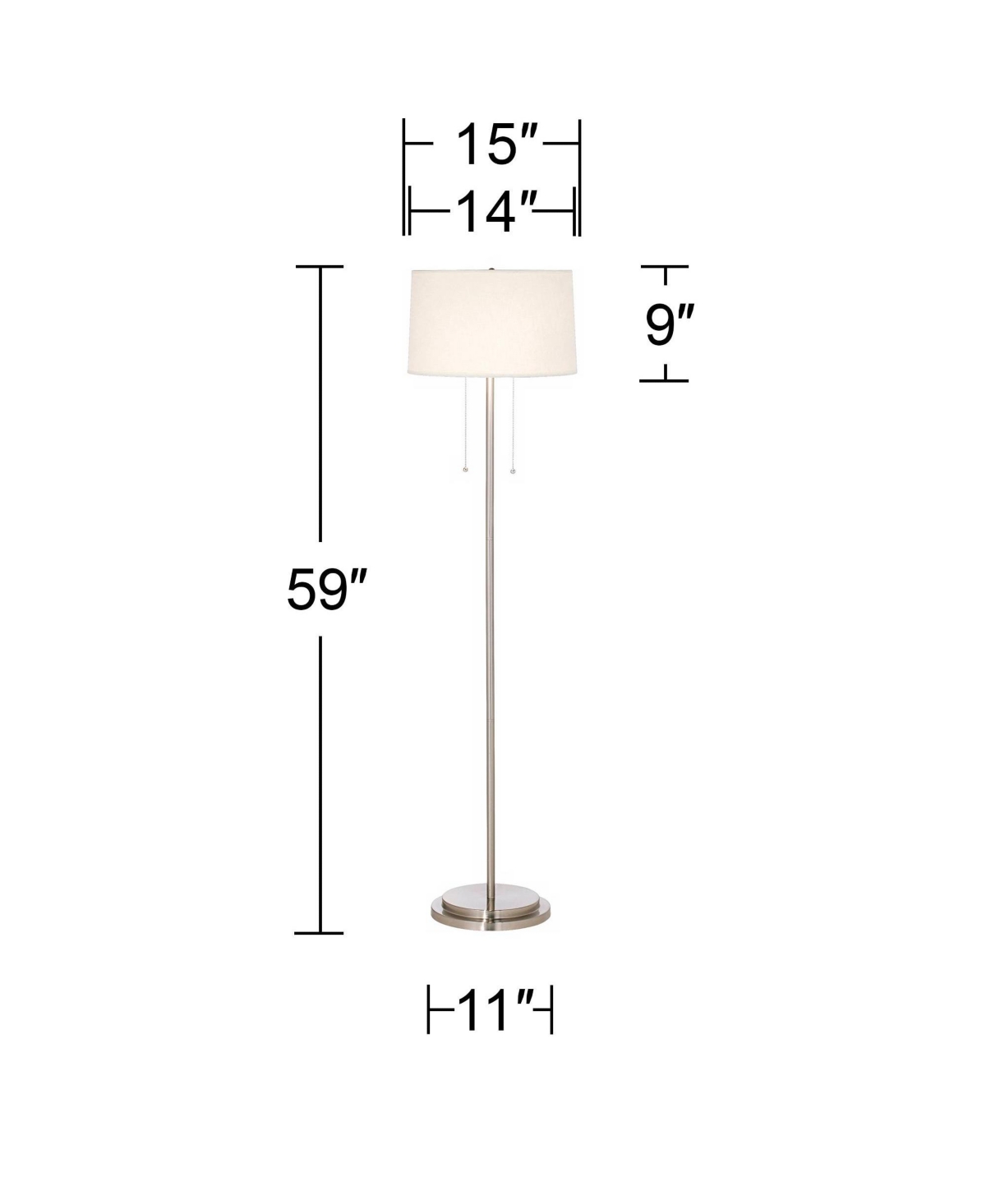 Possini Euro Design Simplicity Modern Minimalist Floor Standing Lamp Tall Brushed NickelMetal Off White Tapered Drum Shade Decor for Livin