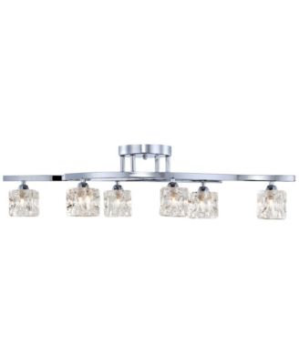 Modern Ceiling Light Semi Flush Mount Fixture 30 1/2" Wide Chrome 6-Light Clear Glass Crystal Cube Shades for Bedroom Kitchen