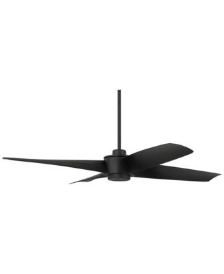 56"  Modern Industrial Outdoor Ceiling Fan with Remote Control Black Damp Rated for Patio Exterior House Home Porch