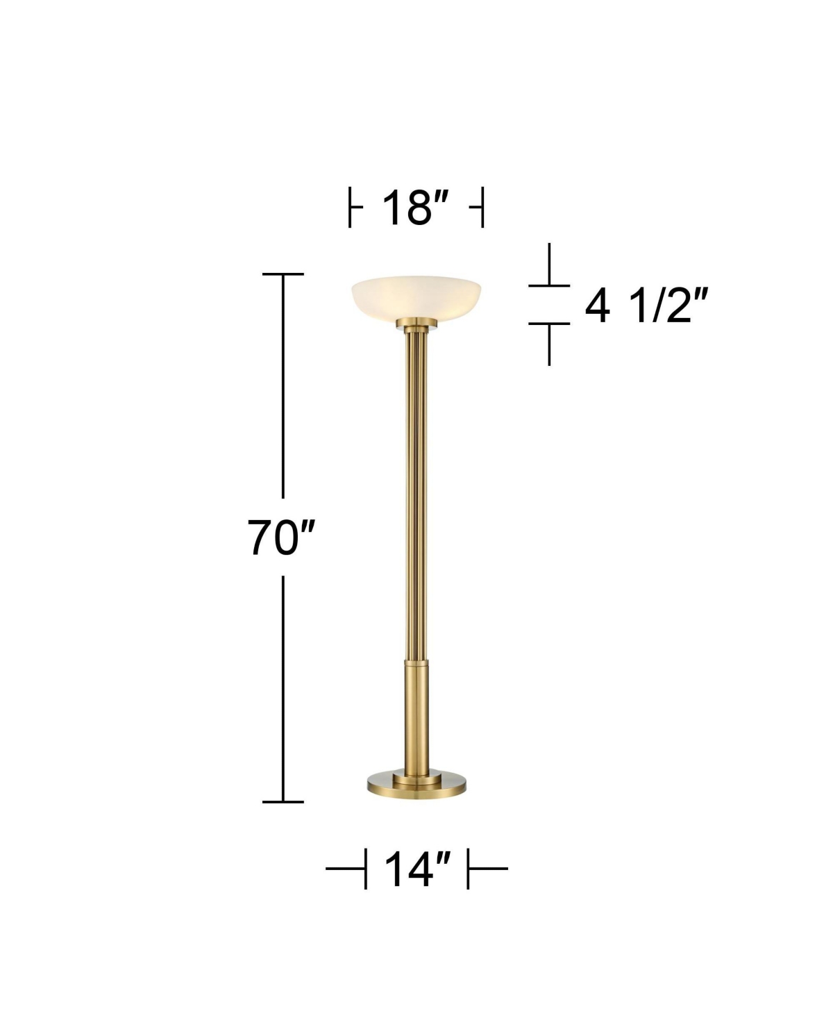 Possini Euro Design Granview Modern Glam Torchiere Floor Lamp Standing Led Tall Antique BrassMetal Column Frosted Glass Shade Decor for Livi