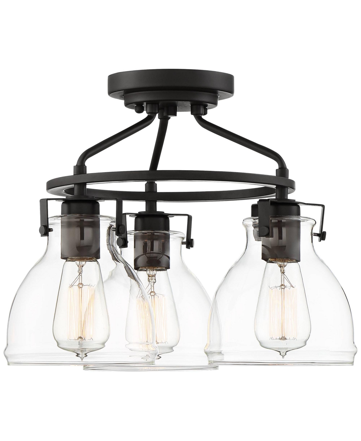 Possini Euro Design Bellis Industrial Rustic Farmhouse Ceiling Light Semi Flush-Mount Fixture 14 1/2