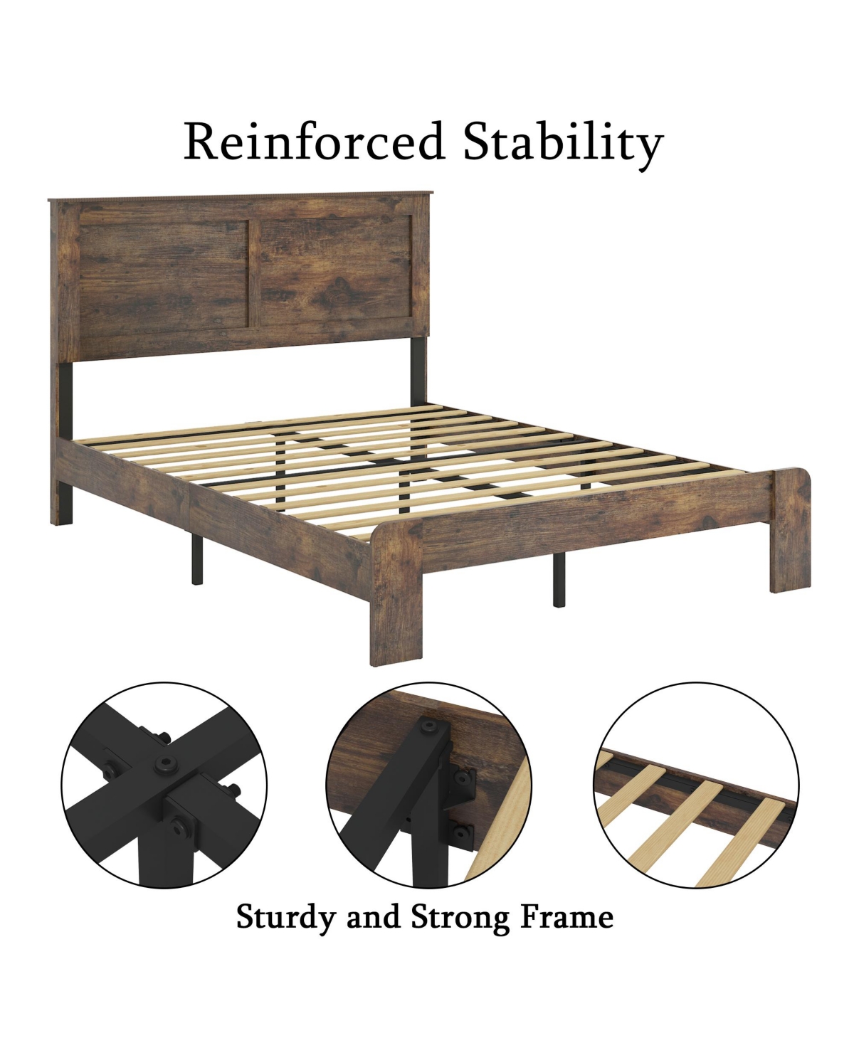 Streamdale King Wood Platform Bed Frame, Noise Free, Easy Assembly, Under Bed Storage