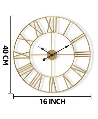 Large Wall Clock for Living Room Decor - Roman Numeral Wall Clock for Kitchen - 16 inch Wall Clock Decorative (Gold)