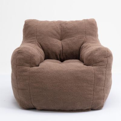 Soft Tufted Foam Bean Bag Chair With Teddy Fabric