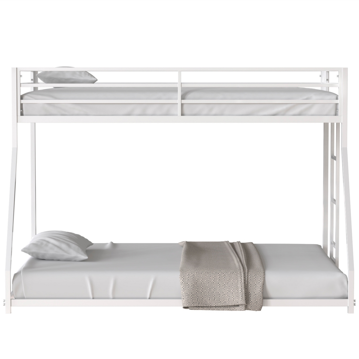 Streamdale Furniture Adam Sturdy Twin over Full Metal Bunkfor Kids and Adult, Low Profile and Easy Climbing with Stable Ladder - White