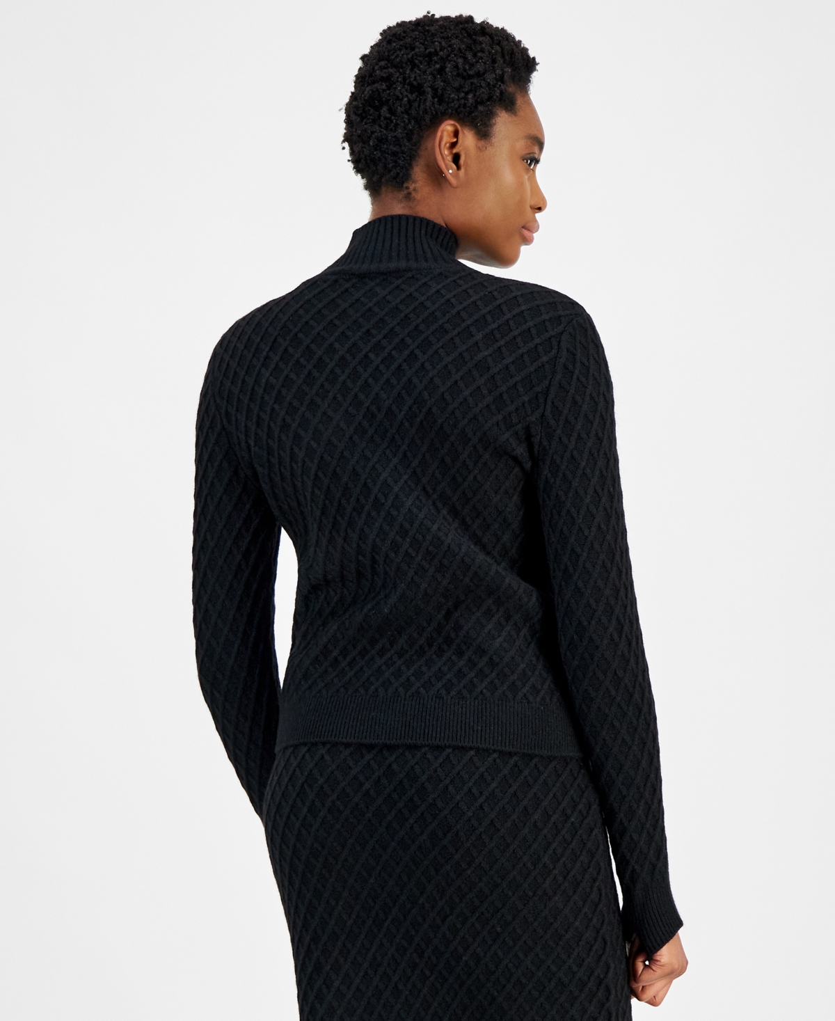 Anne Klein Women's Diamond Knit Turtleneck Sweater