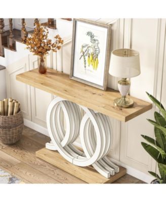 55-Inch Wooden Console Table with Unique Base – Farmhouse Entryway Table