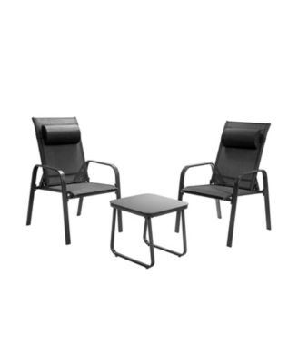 3 Pieces Patio Bistro Furniture Set with Adjustable Backrest