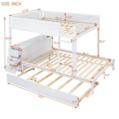 Streamdale Full/Full Bunk Bed with Trundle, Desk, and Storage
