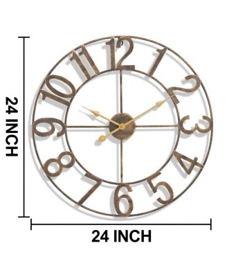 Large Wall Clock for Living Room Decor - Numeral Wall Clock for Kitchen - 24 inch Wall Clock Decorative (Gold)