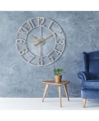 Large Wall Clock for Living Room Decor - Numeral Wall Clock for Kitchen - 24 inch Wall Clock Decorative (Gold)