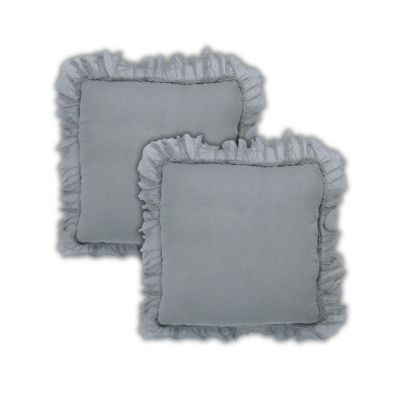 Pure Linen Sheer Fringe Throw Pillow Covers, 22"x 22", Set of 2