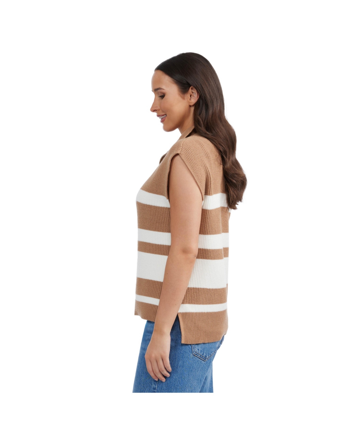 Ellen Tracy Women s Sleeveless Half Zip Sweater Vest Marshmallow Smart Closet
