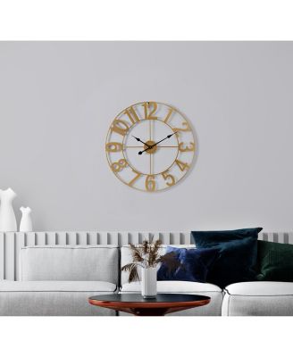 Large Wall Clock for Living Room Decor - Numeral Wall Clock for Kitchen - 16-inch Wall Clock Decorative (Gold)