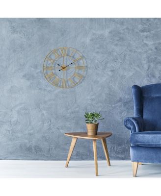 Wall Clock for Living Room Decor - Roman Numeral Wall Clock for Kitchen - 12 inch Wall Clock Decorative (Gold)