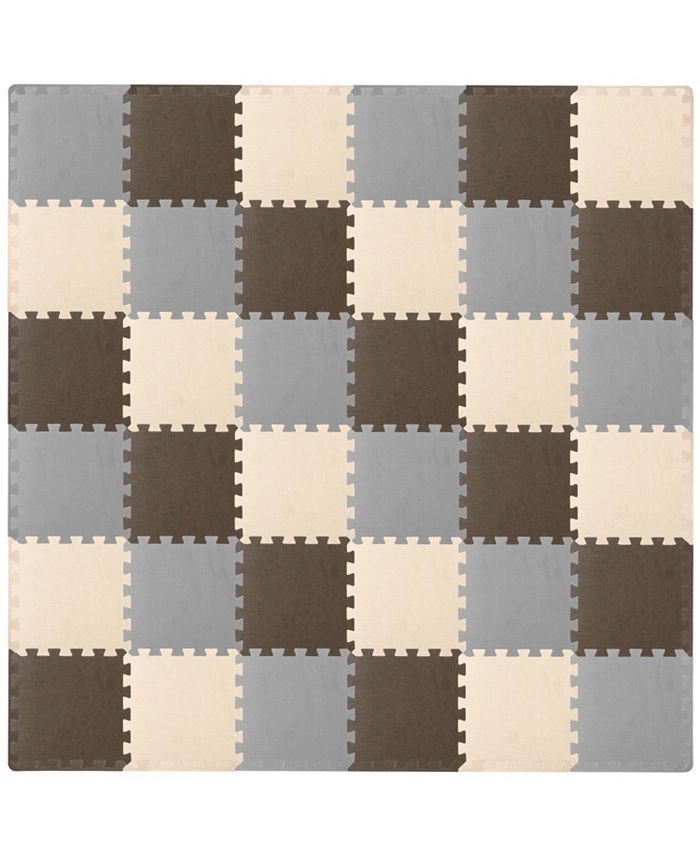 ProsourceFit ProSource Kids Floor Play Mat 3/8-in, 36 Sq Ft - 36 Tiles - Brown - 36