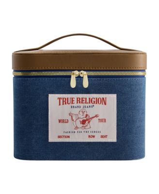 large Denim Cosmetic case with mirror