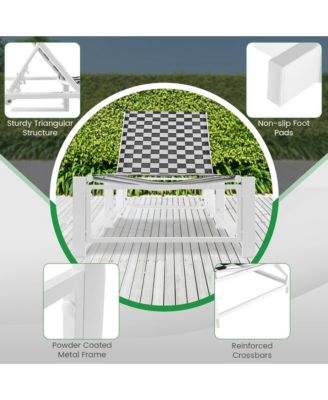 Patio Adjustable Chaise Lounge Chair Outdoor Wheeled Recliner Sturdy Metal