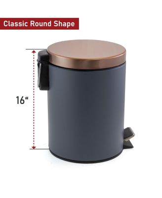 12 Liter Stylish Grey and Copper Soft Pedal Office, Kitchen and Bathroom Trash Bin
