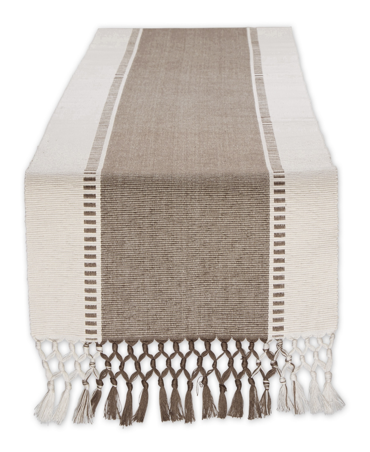 Design Imports Dobby Stripe Ribbed Table Runner, 13"x72 " In Brown