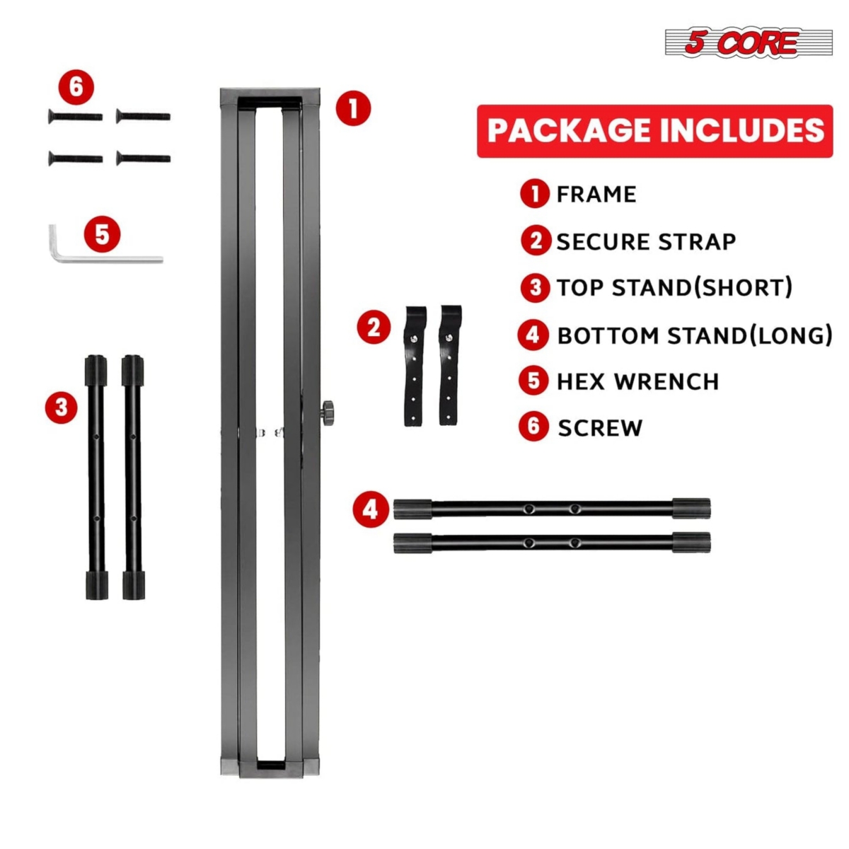 5 Core Piano Stand Double Braced Adjustable Keyboard Stands Metal X Style On Stage Keyboard Seat Durable & Sturdy Easy To Assemble - Ks Blk
